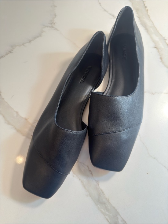 Vince Shoes - Vince Cyder Black Leather Square Toe d'Orsay Flats Size 8.5 NWOT